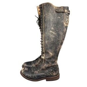Bed Stu Della Tall Boots Women 6 Military Safari Moto Organic Leather Distressed